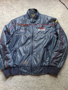 Vintage 80's Style Auto Competition Men's Navy Team Valvoline Racing Jacket